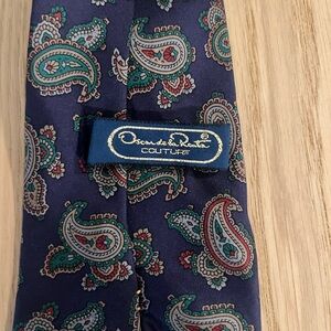 Vintage Oscar de la Renta Couture Blue Paisley Tie